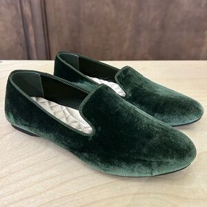 Birdies The Starling Dark Green Velvet Slip-On Loafers